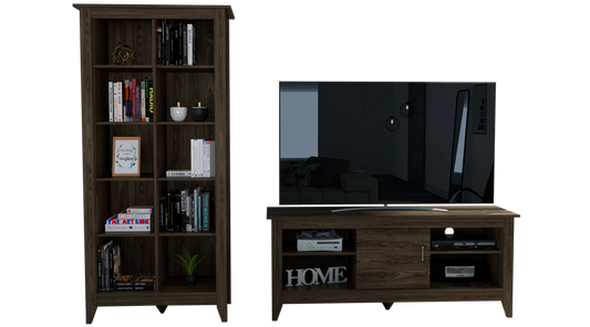 Rack + Librero Essential Color Coñac Para Sala De Estar