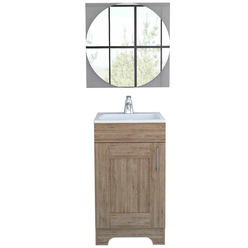 Combo Reflekta, Miel, incluye mueble de lavamanos y espejo salermo