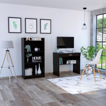 Escritorio W80 + Biblioteca W62 Office Color Wengue Para Sala De Estar