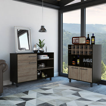 Bar Bajo + Bife Kaia Color Wengue y Miel Para Sala De Estar