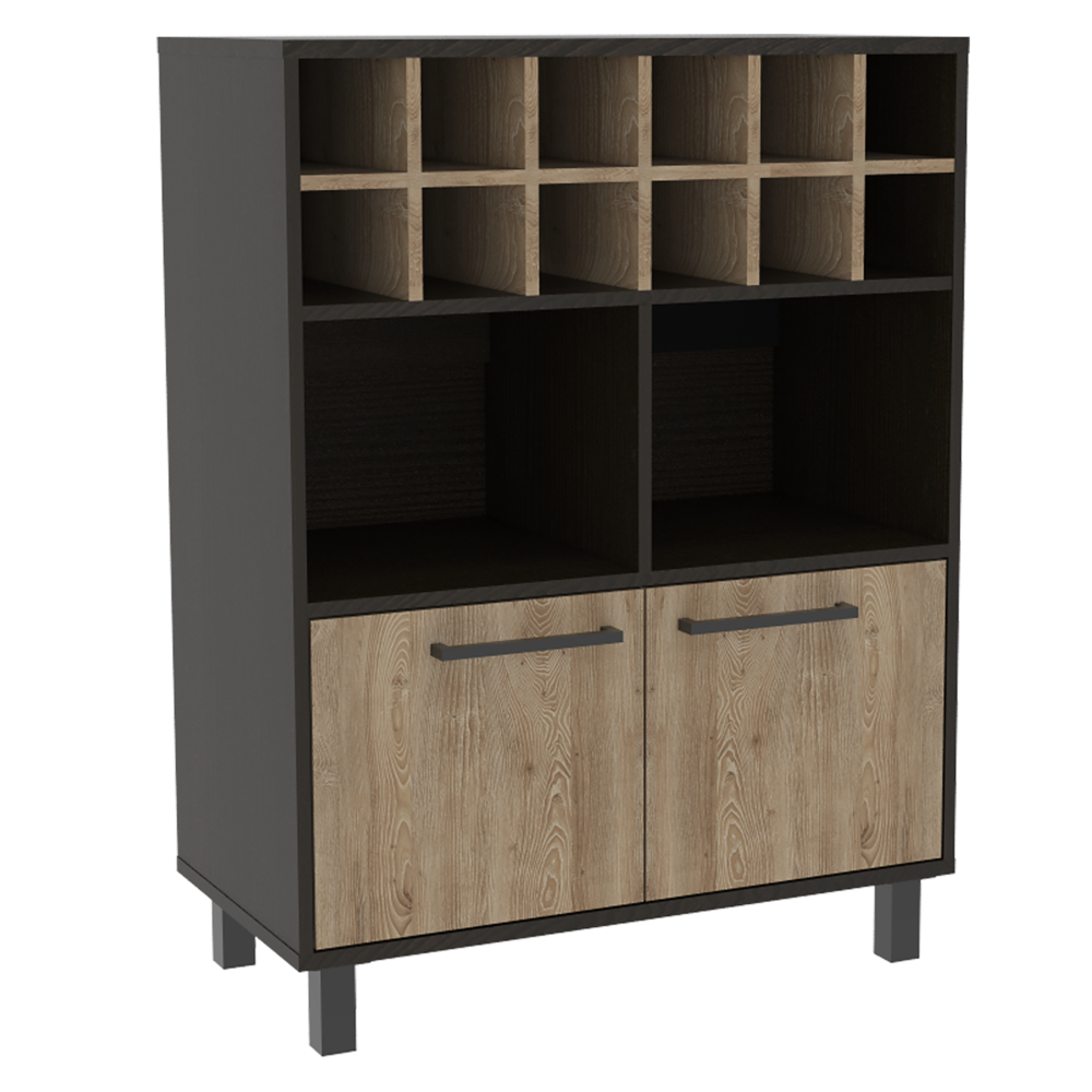 Bar Bajo + Bife Kaia Color Wengue y Miel Para Sala De Estar
