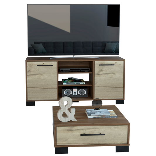 Rack + Mesa De Centro Marsella Color Gales y Duna Para Sala De Estar