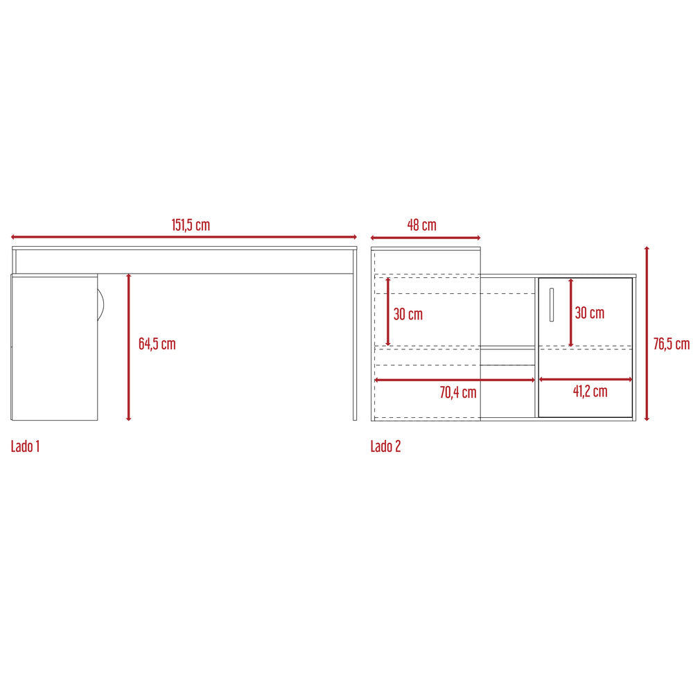 Escritorio 1L + Armario Bilbao Color Miel y Wengue Para Oficina