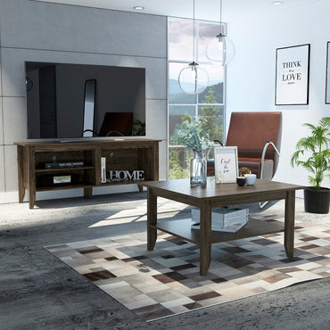 Mesa de Centro + Rack Essential Color Coñac Para Sala De Estar