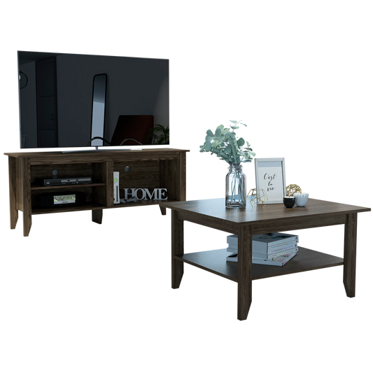 Mesa de Centro + Rack Essential Color Coñac Para Sala De Estar