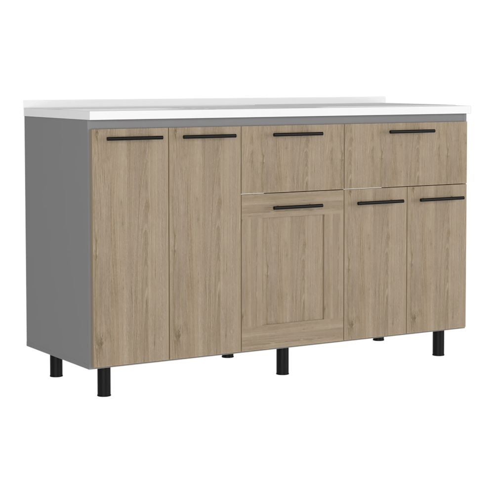 Combo Kitchen Hasselt, Rovere y Niebla, incluye módulo inferior con lavaplatos y módulo superior 150