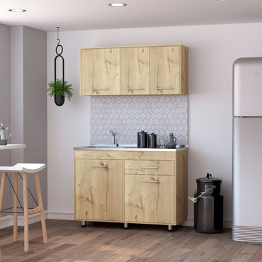 Combo Kitchen Orion, Duna y Blanco, incluye módulo superior 120 y módulo inferior con lavaplatos