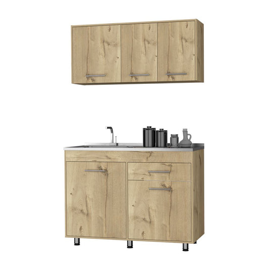 Combo Kitchen Orion, Duna y Blanco, incluye módulo superior 120 y módulo inferior con lavaplatos