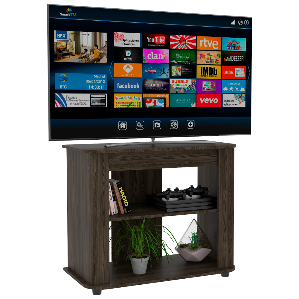 Rack TV + Mesa De Centro Optimus Color Coñac Para Sala De Estar