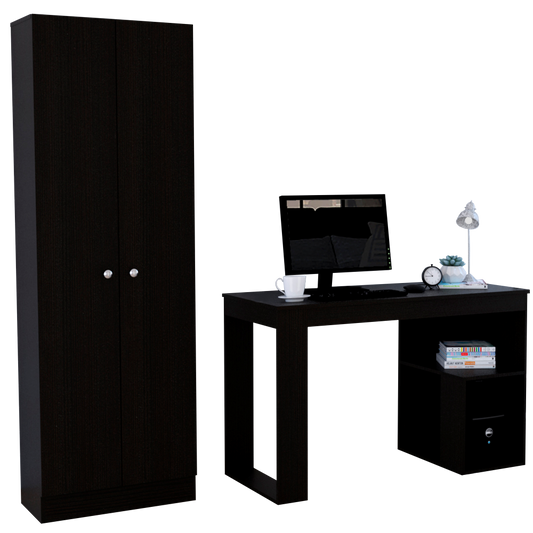 Escritorio Astana + Closet Oficina Office Color Wengue Para Sala De Estar