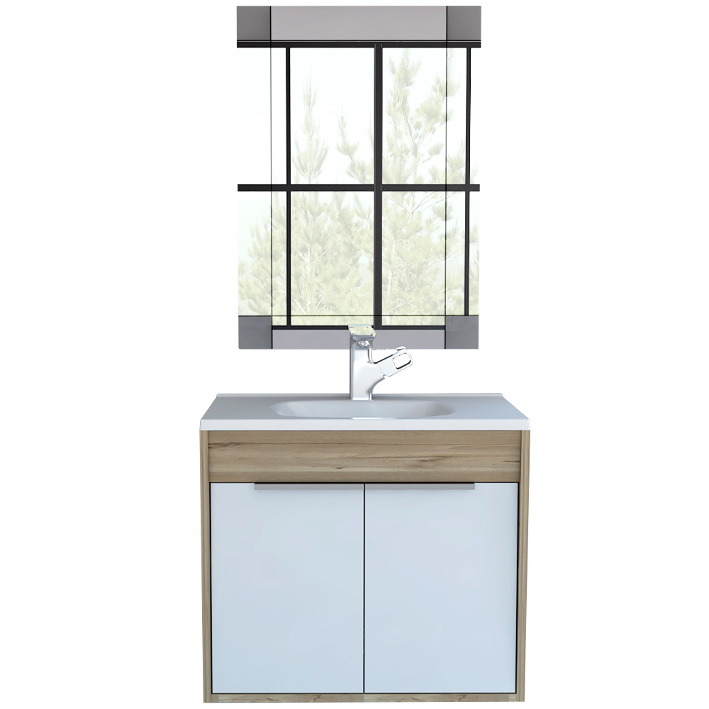 Combo Reflekta, Duna y Blanco, incluye mueble de lavamanos y espejo genova