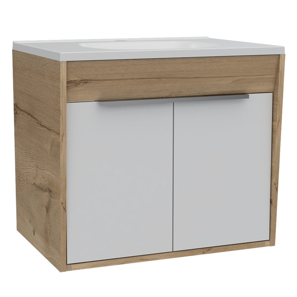 Combo Reflekta, Duna y Blanco, incluye mueble de lavamanos y espejo genova