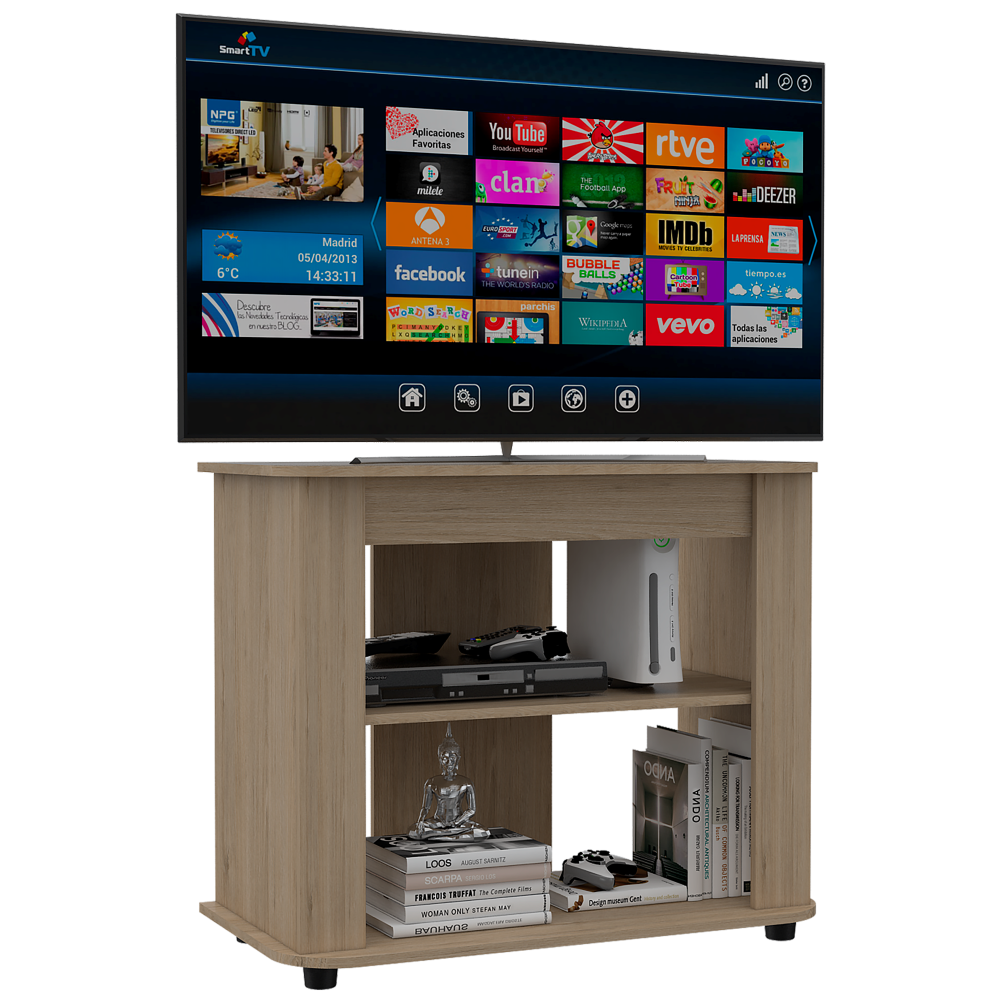 Rack TV + Mesa De Centro Optimus Color Rovere Para Sala De Estar