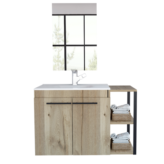 Combo Reflekta, Duna, incluye mueble de lavamanos flotante y espejo bolonia