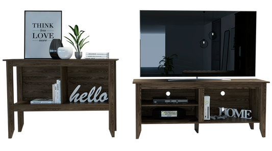 Rack + Arrimo Essential Color Coñac Para Sala De Estar