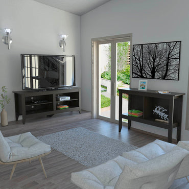 Rack + Arrimo Essential Color Wengue Para Sala De Estar