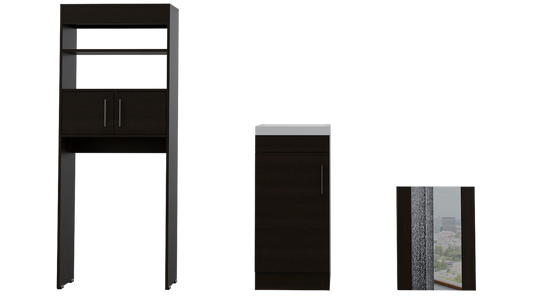 Combo Madrid, Wengue, incluye mueble de lavamanos, baño y espejo