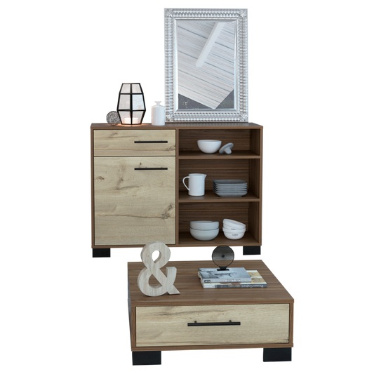 Bife + Mesa De Centro Marsella Color Gales y Duna Para Sala De Estar