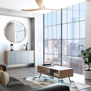 Bife + Mesa de Centro Vassel Color Miel y Plomo Para Sala De Estar