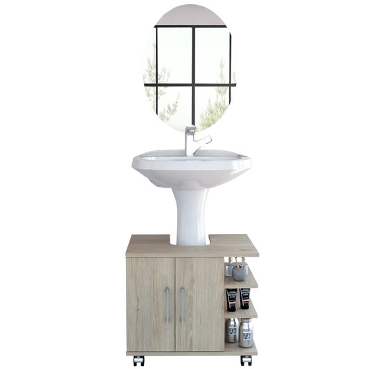 Combo Reflekta, Rovere y Blanco, incluye mueble de lavamanos y espejo napoli