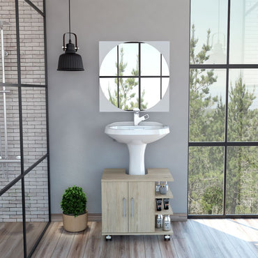 Combo Reflekta, Rovere y Blanco, incluye mueble de lavamanos y espejo salermo