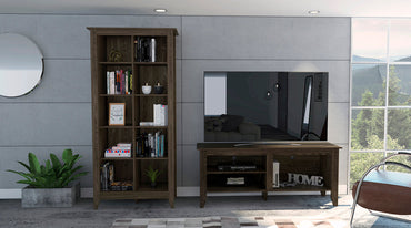 Rack + Librero Essential Color Coñac Para Sala De Estar