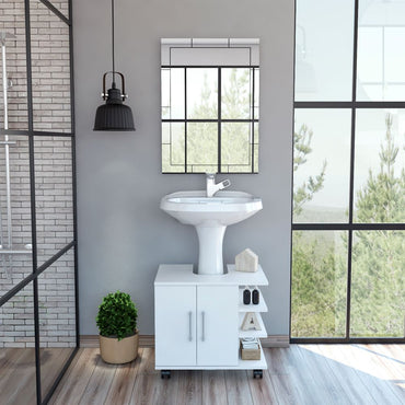 Combo Reflekta, Blanco, incluye mueble de lavamanos y espejo turin