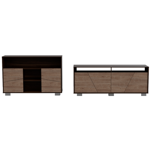 Rack TV + Arrimo Fraktal Color Habano y Miel Para Sala De Estar