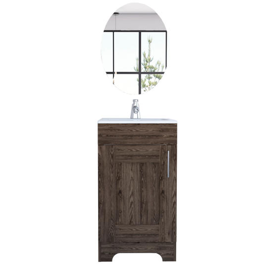 Combo Reflekta, Coñac, incluye mueble de lavamanos y espejo napoli