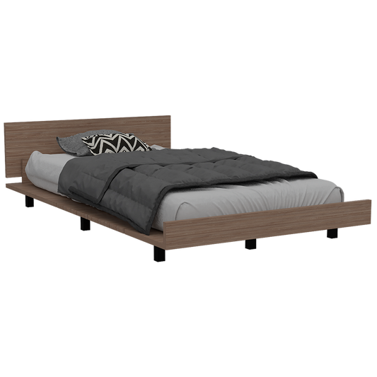 Base De Cama 1 5 Plaza + Velador Color Kaia Miel y Blanco Para Dormitorio