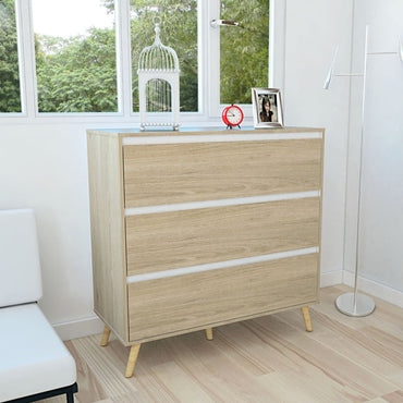 Cómoda Benett Color Rovere y Blanco Para Dormitorio