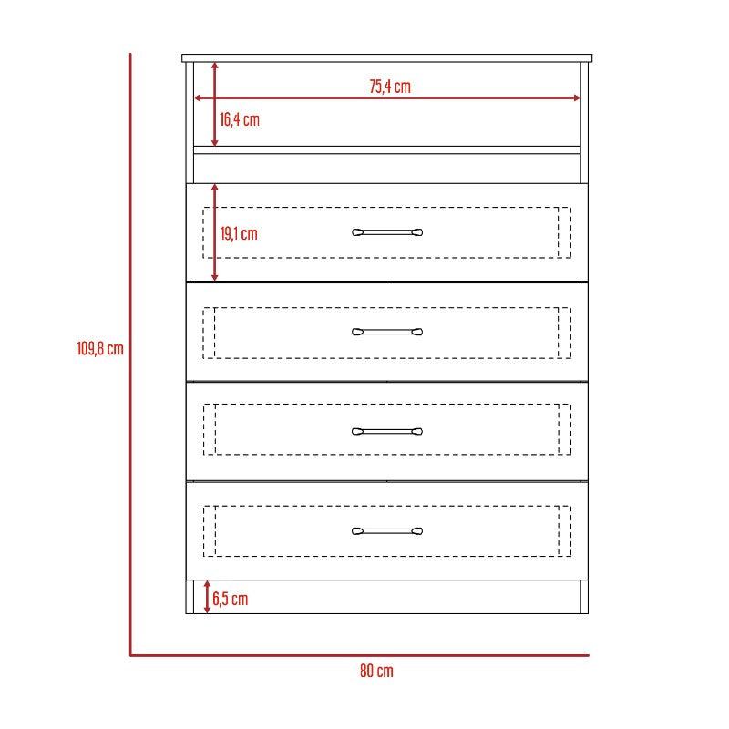 Cómoda Z Color 80 Rovere y Blanco Para Dormitorio
