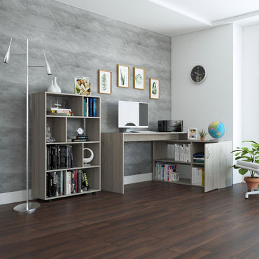 Escritorio + Biblioteca Color Office 8 Ceniza Para Oficina