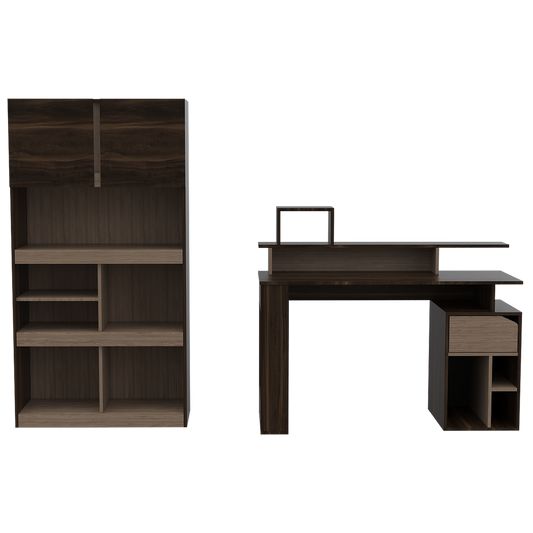 Escritorio + Biblioteca Color Office 9 Habano y Miel Para Oficina