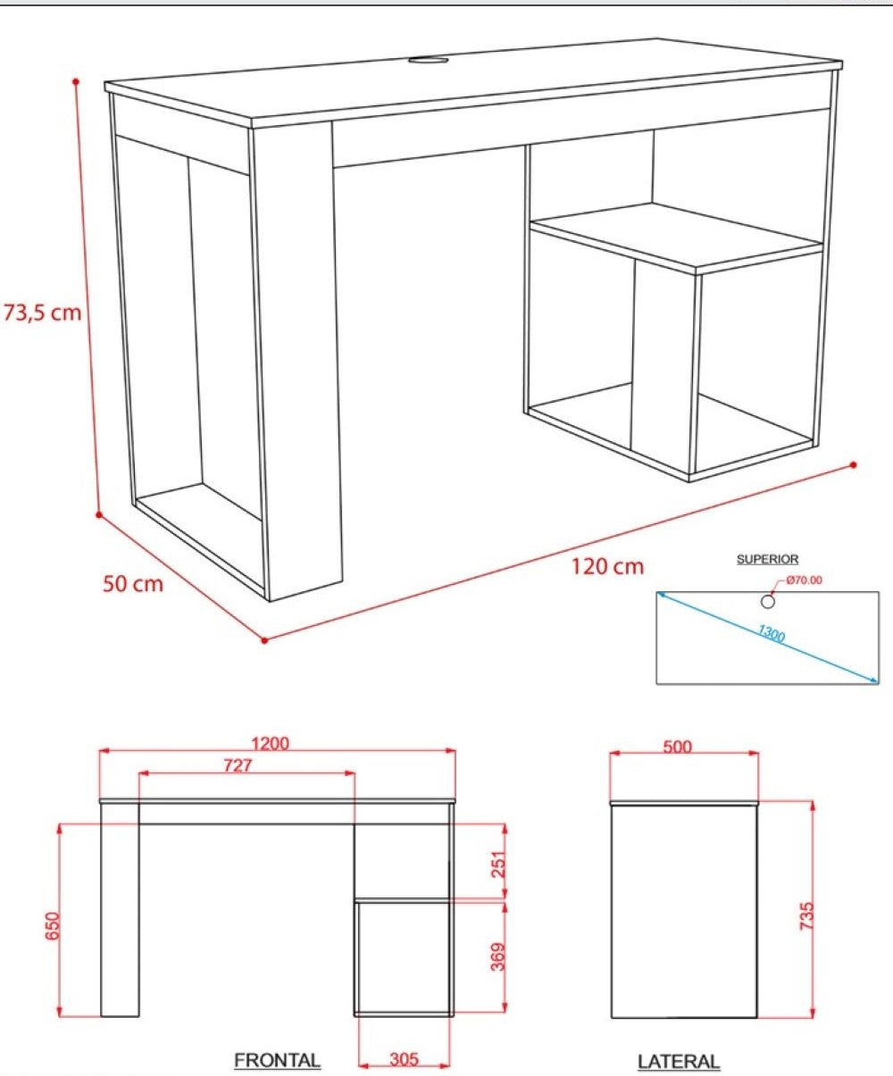 Librero + Escritorio Astana Color Office 2 Wengue Para Oficina