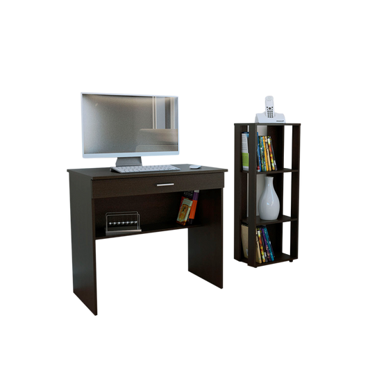 Librero + Escritorio Color Office 1 Wengue Para Oficina