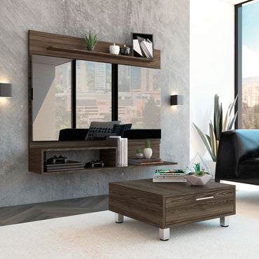 Panel TV + Mesa de Centro Beijing Color Coñac Para Sala De Estar