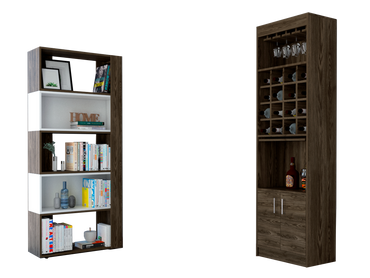 Bar Kava + Biblioteca Cubo Beijing Color Coñac Para Sala De Estar