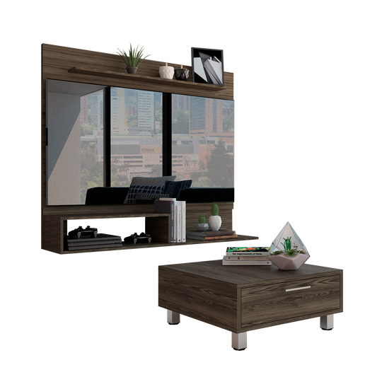 Panel TV + Mesa de Centro Beijing Color Coñac Para Sala De Estar