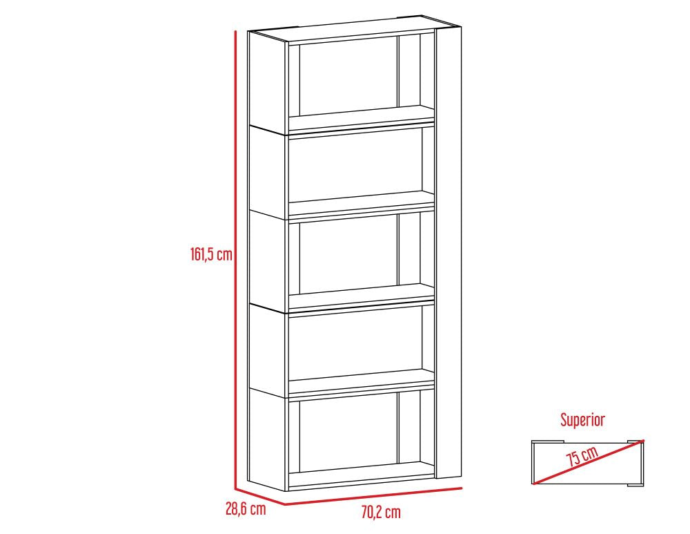 Rack Extensible + Biblioteca Cubo Beijing Color Rovere Para Sala De Estar