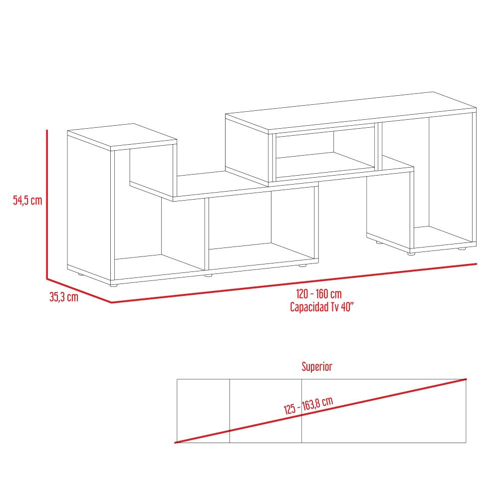 Rack Extensible + Biblioteca Cubo Beijing Color Rovere Para Sala De Estar