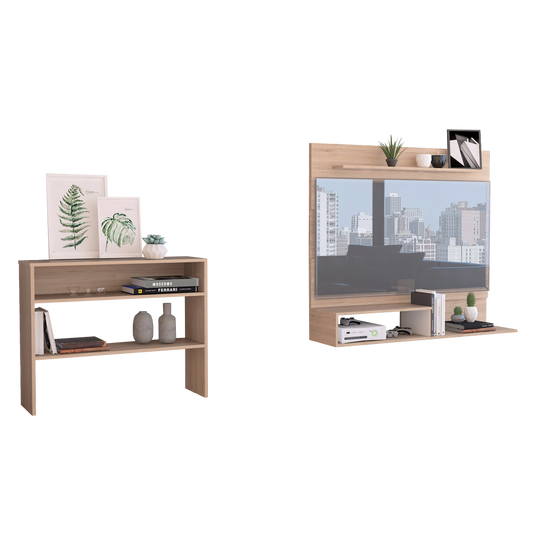 Panel TV + Arrimo Beijing Color Rovere Para Sala De Estar