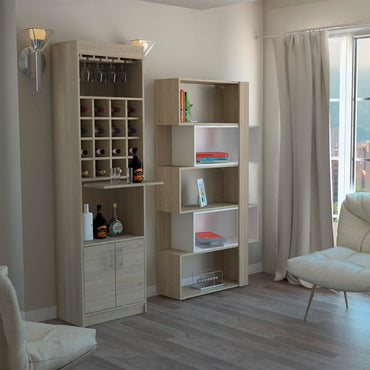 Bar Kava + Biblioteca Cubo Beijing Color Rovere Para Sala De Estar