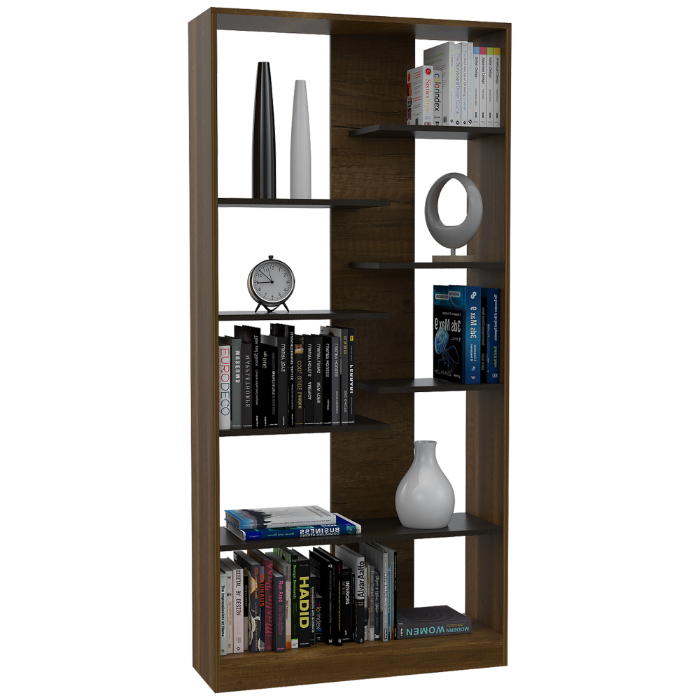 Estante TV + Biblioteca + Arrimo + Mesa de Centro Color Caramelo y Wengue Para Sala De Estar