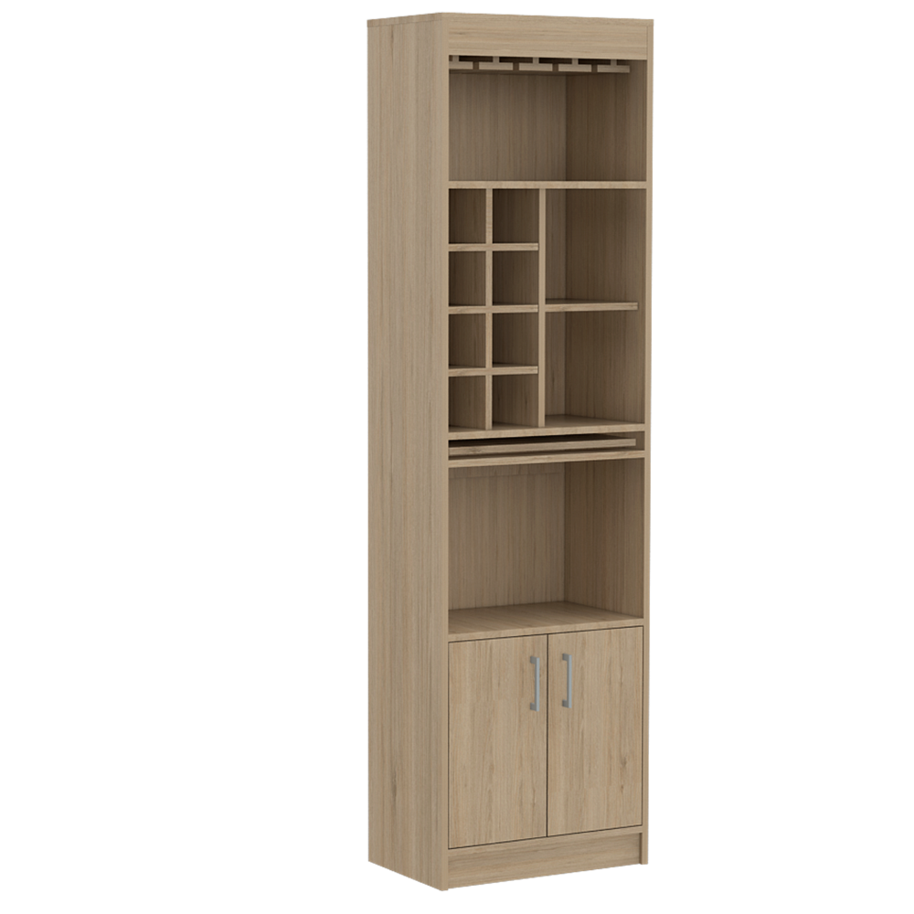 Rack TV + Bar Color Nomik Blanco y Rovere Para Sala De Estar