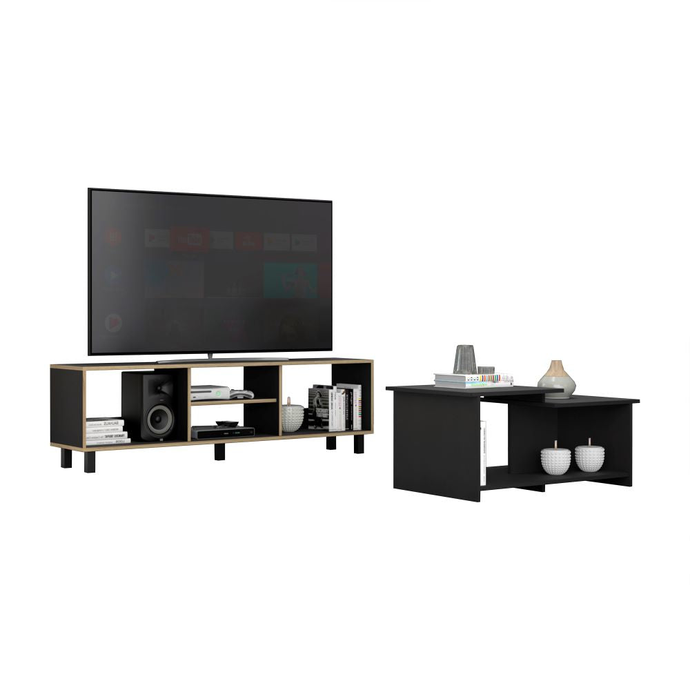 Rack TV + Mesa de Centro Wema Color Nomik Wengue y Duna Para Sala De Estar
