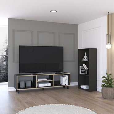 Rack TV + Biblioteca Color Nomik Wengue y Duna Para Sala De Estar