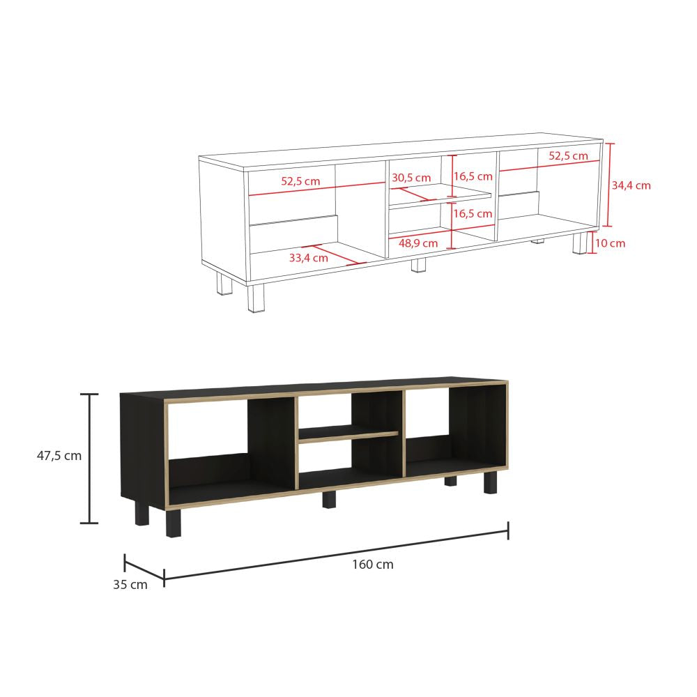 Rack TV + Mesa de Centro Color Nomik Wengue y Miel Para Sala De Estar