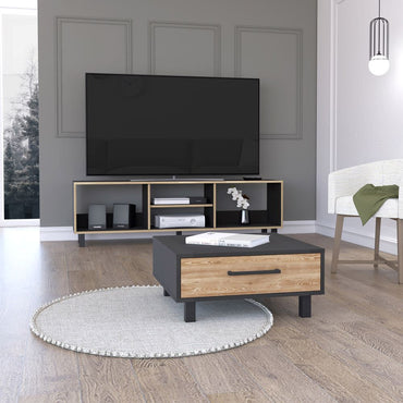 Rack TV + Mesa de Centro Color Nomik Wengue y Miel Para Sala De Estar