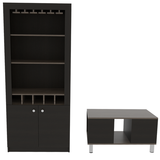 Mesa + Bar Color Siena Caramelo y Wengue Para Sala De Estar